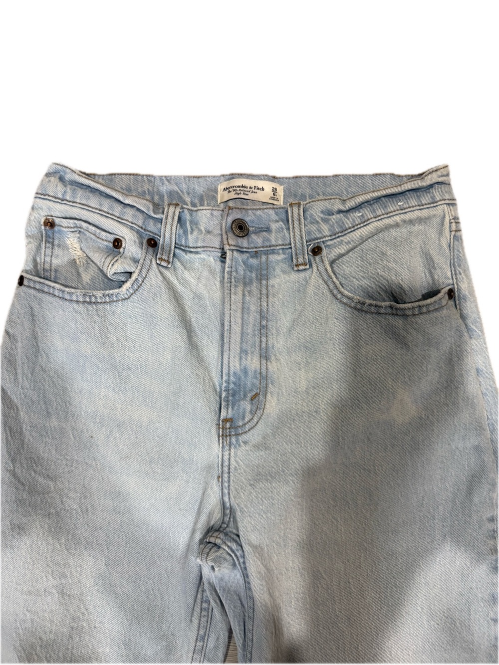 Abercrombie & Fitch The 90’s Relaxed High-rise Distressed Straight-Leg Jeans - Picture 4 of 8